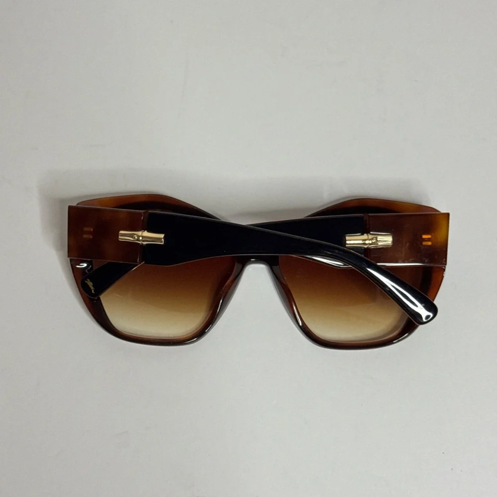 LONGCHAMP LO712S 011 Sunglasses Black Havana Frame Brown Gradient Lenses